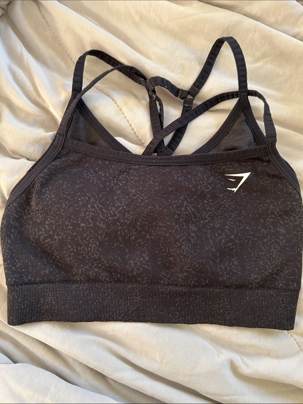 Gymshark Black Seamless Strappy Sports Bra with Crisscross Detail